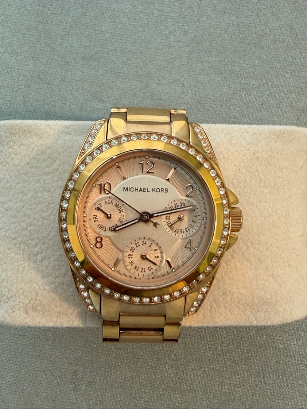 Michael Kors Women’s Rose Gold-Tone Crystal Accent Watch